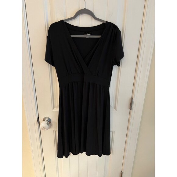 LL Bean Women's Black Summer Knit Dress Size Medium Petite NWT‎ - Picture 2 of 6